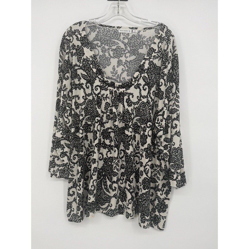 Susan Graver Women's 3/4 Sleeve Top Liquid Knit 3X